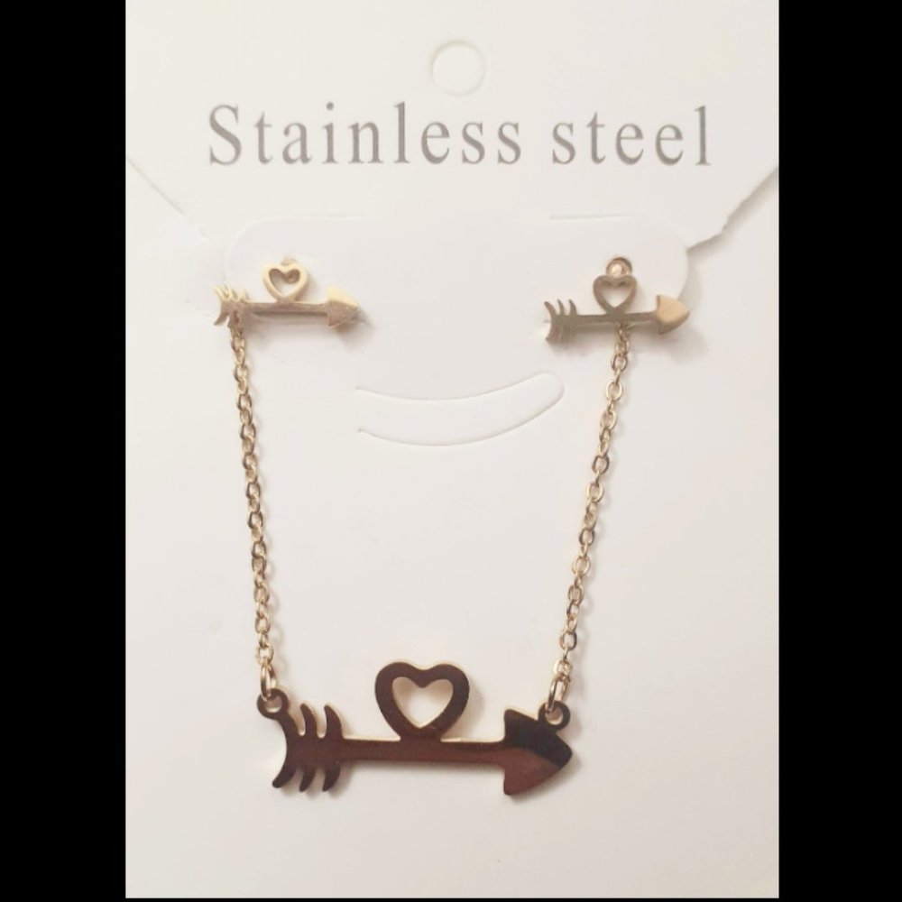 Cupid's Arrow Stainless Steel Necklace Set